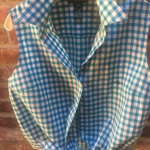 Gingham Ralph Lauren top, ties at waist